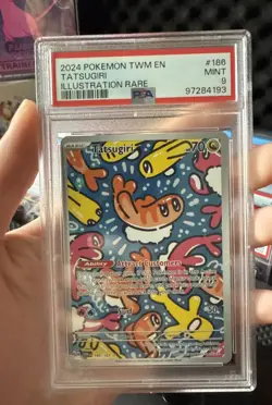POKEMON 2024 TWILIGHT MASQUERADE TATSUGIRI ILLUSTRATION RARE 186 PSA 9 - Image 1