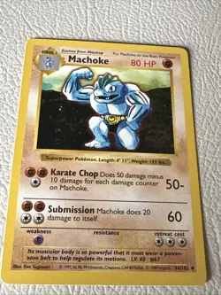 Machoke 34/102 WOTC Pokemon TCG 1999 Base Set Unlimited Shadowless - Image 1