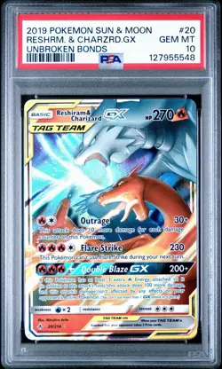 2019 Pokemon Reshiram & Charizard GX Tag Team #20 PSA 10 GEM MINT Unbroken Bonds - Image 2