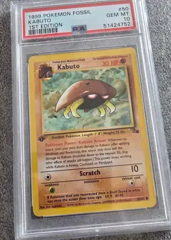 1999 pokemon fossil kabuto 1st edition PSA 10 - Image 1