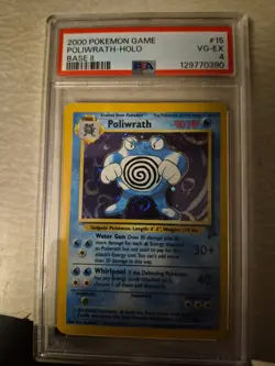 2000 POKEMON GAME BASE II #15 POLIWRATH-HOLO BASE II PSA 4 - Image 1