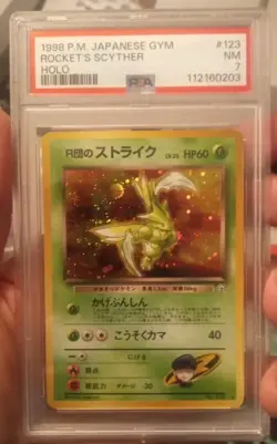 Scyther 1998 Pokemon P.M. Japanese Gym Rocket's Scyther Holo #123 PSA 7 - Image 1