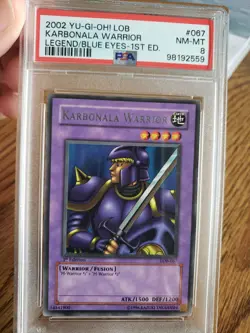 2002 Yu-Gi-Oh LOB-067 Karbonala Warrior Legend Of Blue Eyes 1st Ed. PSA 8 NM-MT - Image 1