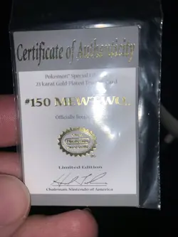 Pokemon Special Edition 23 Karat Gold Plated Trading Card Mewtwo Nintendo - Image 4