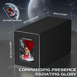 Card Deck Box with Display Window, Fits 200 Sleeved Cards, Dice Tray, Black/Grey - Image 2