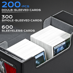 Card Deck Box with Display Window, Fits 200 Sleeved Cards, Dice Tray, Black/Grey - Image 5