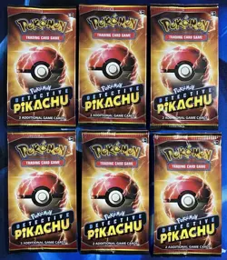 Pokemon TCG Detective Pikachu 2 Card Booster Pack Sealed Lot X6 Sun & Moon Promo - Image 1