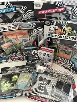 Pokemon Black Bolt White Flare Lot: Binders, Bundles, Poster, Stickers & Victini - Image 2