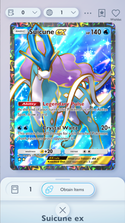Suicune Full Art, Pokemon TCG Pocket, English language, Secluded Springs - Image 1