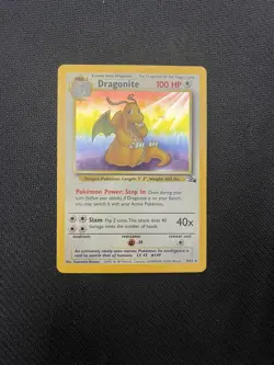 Pokemon Dragonite Holo Rare 4/62 Unlimited Fossil, LP Condition - Image 1