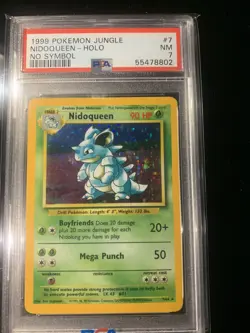 Pokemon TCG 1999 Jungle (No Symbol Error) 7/64 Nidoqueen Holo PSA 7 - Image 1