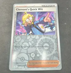 Pokemon Surging Sparks Clemont's Quick Wit Reverse Holo Trainer Card 167/191 NM - Image 1