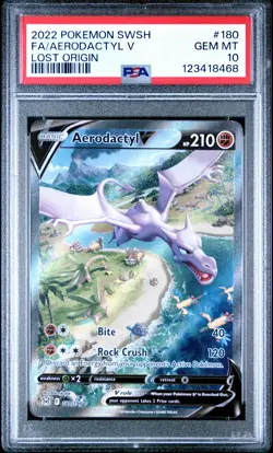 2022 POKEMON SWORD & SHIELD LOST ORIGIN #180 FULL ART/AERODACTYL V PSA 10 - Image 1