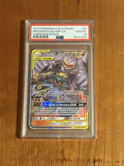 2019 Pokemon Sun & Moon Unbroken Bonds #82 Marshadow & Machamp Gx PSA 10 GEM - Image 1
