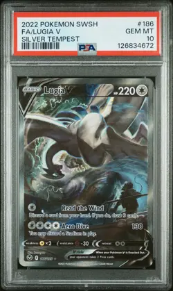2022 POKEMON SWORD & SHIELD SILVER TEMPEST #186 FULL ART/LUGIA V PSA 10 - Image 1
