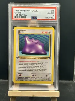 Ditto 18/62 1st Edition 1999 Pokemon Fossil PSA 8 NM-MT - Image 1