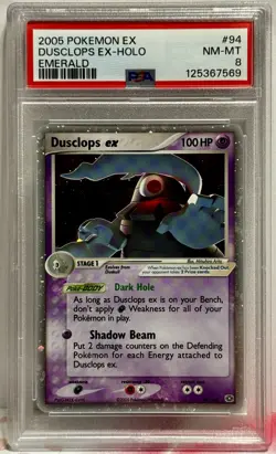 2005 POKEMON EX EMERALD #94 DUSCLOPS EX-HOLO PSA 8 - Image 1