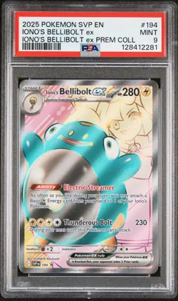 2025 POKEMON SVP EN-SV BLACK STAR PROMO #194 IONO'S BELLIBOLT EX PSA 9 - Image 1