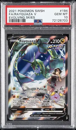 2021 POKEMON SWORD & SHIELD EVOLVING SKIES #194 FULL ART/RAYQUAZA V PSA 10 - Image 1