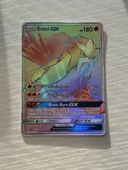 Pokemon Entei GX TCG Shining Legends Holo Card 74/73 Secret Hyper Rainbow Rare - Image 1