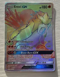Pokemon Entei GX TCG Shining Legends Holo Card 74/73 Secret Hyper Rainbow Rare - Image 2