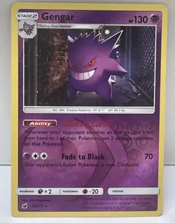 Gengar Reverse Holo Rare 38/111 Crimson Invasion NM 2017 Pokemon TCG Card NM - Image 1