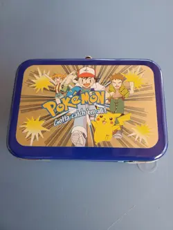 Pokemon Vtg Tin Box Case Card Holder 1998 Korea Ash Pikachu Brock Misty - Image 1