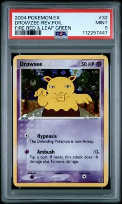 2004 POKEMON EX FIRE RED & LEAF GREEN #32 DROWZEE-REVERSE FOIL PSA 9 - Image 1
