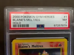 2000 TCG Pokemon Gym Heroes | Blaine's Moltres Holo #1 | PSA 7 NM - Image 2