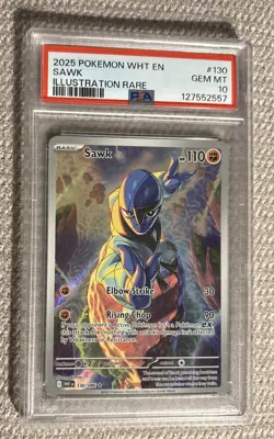 2025 POKEMON WHT EN-WHITE FLARE ILLUSTRATION RARE #130 SAWK PSA 10 - Image 1