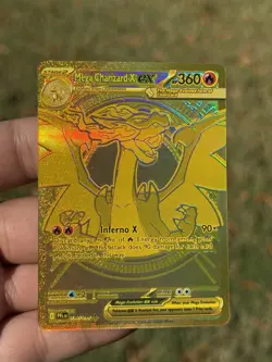 Gold Mega Charizard X EX 130/094 - English - Pokemon Phantasmal Flames - DAMAGED - Image 1