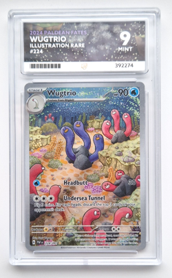 Wugtrio 224/091 Illustration Rare HoloPaldean Fates Pokemon Graded Slab - ACE 9 - Image 1