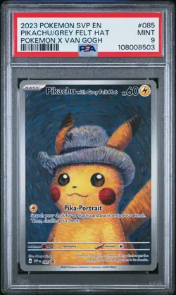 PSA 9 Van Gogh Pikachu with Grey Felt Hat SVP EN 085 Black Star Pokemon Card - Image 1