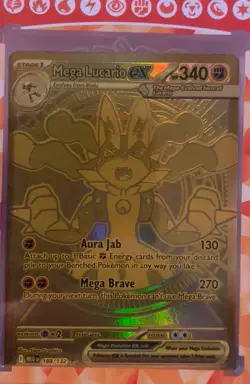Pokemon Mega Evolution Mega Lucario Ex 188/132 Secret Rare Gold Pokemon Card - Image 1