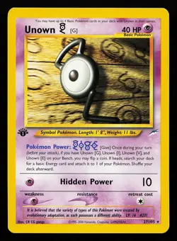 Unown [G] 27/105 Rare 1st Edition Neo Destiny Pokemon Card - Image 1
