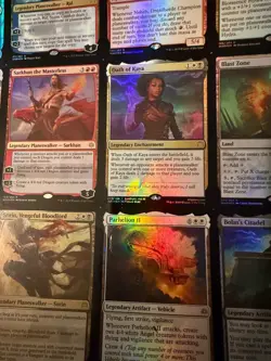 Magic the Gathering MtG War of the Spark Uncut Mythic & Rare Foil Sheet, creases - Image 3