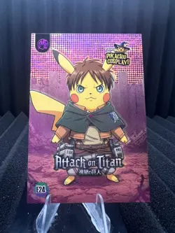 Attack On Titans (Pikachu) #E24 - Purple Holo Box Hit - Pikachu Cosplay Pokemon - Image 1