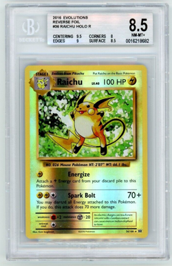 2016 Pokemon XY Evolutions 20th Anniversary Reverse Foil Raichu #36 BGS 8.5 - Image 1