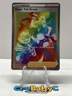 Pokemon Team Yell Grunt 210/202 Base Set Sword & Shield SECRET RARE TRAINER - Image 1
