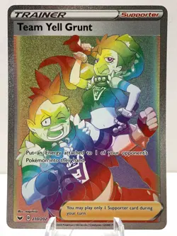 Pokemon Team Yell Grunt 210/202 Base Set Sword & Shield SECRET RARE TRAINER - Image 2