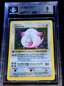 1999 Pokemon 1st Edition Base Set Shadowless CHANSEY Holo Rare BGS 9 Mint - Image 1