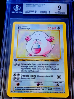 1999 Pokemon 1st Edition Base Set Shadowless CHANSEY Holo Rare BGS 9 Mint - Image 3