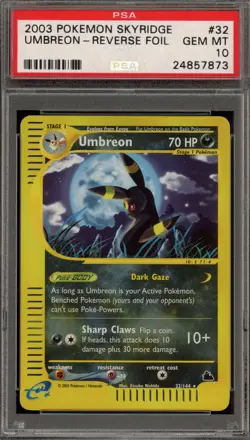 Pokemon Umbreon Skyridge Reverse Holo Rare #32 PSA 10 Gem Mint - Image 1