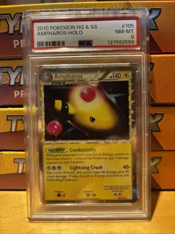 2010 POKEMON HEARTGOLD AMPHAROS PRIME #105 ULTRA RARE PSA 8 NM #119298782 - Image 1