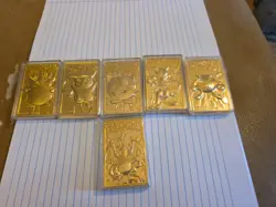 Set of 8 23k Gold Plated 1999 Pokemon Card Charizard Pikachu Mewtwo Poliwhirl - Image 1