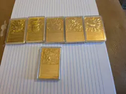 Set of 8 23k Gold Plated 1999 Pokemon Card Charizard Pikachu Mewtwo Poliwhirl - Image 2