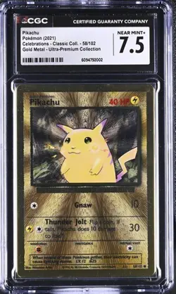 ?? CGC 7.5 Pikachu 58/102 Celebrations UPC GOLD METAL Pokemon Card - Image 1