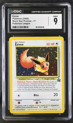CGC 9 MINT Eevee 2000 Black Star Promos 11 Holo Pokemon Card - Image 1