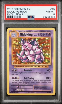 Pokemon TCG 2016 XY Evolutions Nidoking Holo 45/108 PSA 8 - Image 1