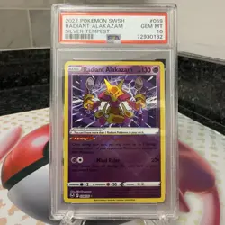 PSA 10 - 2022 Pokemon Sword & Shield Silver Tempest 059 Radiant Alakazam Gem MT - Image 1